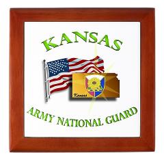 KSARNG - M01 - 03 - DUI - Kansas Army National Guard with Flag Keepsake Box