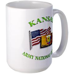 KSARNG - M01 - 03 - DUI - Kansas Army National Guard with Flag Large Mug - Click Image to Close