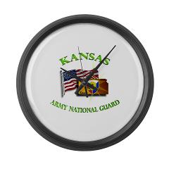 KSARNG - M01 - 03 - DUI - Kansas Army National Guard with Flag Large Wall Clock