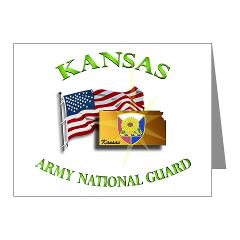 KSARNG - M01 - 02 - DUI - Kansas Army National Guard with Flag Note Cards (Pk of 20)