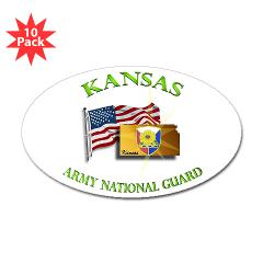 KSARNG - M01 - 01 - DUI - Kansas Army National Guard with Flag Sticker (Oval 10 pk)