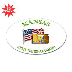 KSARNG - M01 - 01 - DUI - Kansas Army National Guard with Flag Sticker (Oval 50 pk) - Click Image to Close