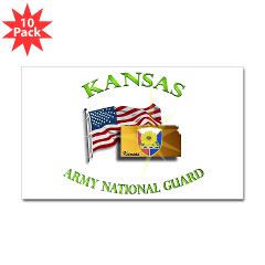 KSARNG - M01 - 01 - DUI - Kansas Army National Guard with Flag Sticker (Rectangle 10 pk)