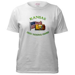 KSARNG - A01 - 04 - DUI - Kansas Army National Guard with Flag Women's T-Shirt - Click Image to Close