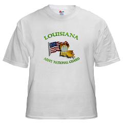 LAARNG - A01 - 04 - DUI - Lousiana Army National Guard with Flag White T-Shirt - Click Image to Close