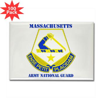 MAARNG - M01 - 01 - DUI - MASSACHUSETTS ARMY NATIONAL GUARD WITH TEXT - Rectangle Magnet (100 pack)