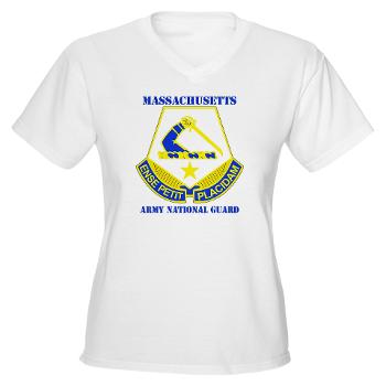 MAARNG - A01 - 04 - DUI - MASSACHUSETTS ARMY NATIONAL GUARD WITH TEXT - Women's V-Neck T-Shirt