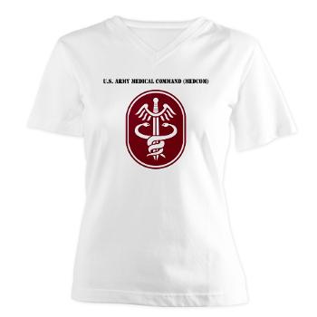 MEDCOM - A01 - 04 - SSI - U.S. Army Medical Command (MEDCOM) with Text - Women's V-Neck T-Shirt - Click Image to Close