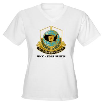 MICCFE - A01 - 04 - MICC - FORT EUSTIS with Text - Women's V-Neck T-Shirt