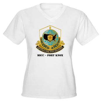 MICCFK - A01 - 04 - MICC - FORT KNOX with Text Women's V-Neck T-Shirt - Click Image to Close