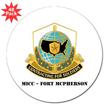 MICCFM - M01 - 01 - MICC - FORT MCPHERSON with Text - 3" Lapel Sticker (48 pk) - Click Image to Close