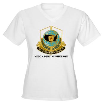 MICCFM - A01 - 04 - MICC - FORT MCPHERSON with Text - Women's V-Neck T-Shirt