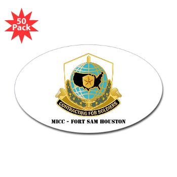 MICCFSH - M01 - 01 - MICC - FORT SAM HOUSTON with Text Sticker (Oval 50 pk) - Click Image to Close