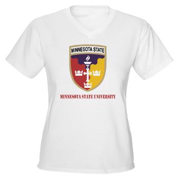 MSU - A01 - 04 - SSI - ROTC - Minnesota State University with Text - Women's V-Neck T-Shirt
