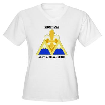 MTARNG - A01 - 04 - DUI - Montana Army National Guard with Text - Women's V-Neck T-Shirt - Click Image to Close