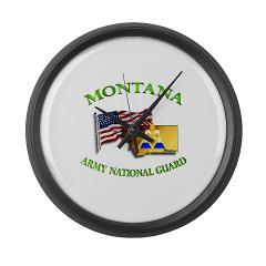 MTARNG - M01 - 03 - DUI - Montana Army National Guard with flag Large Wall Clock