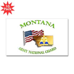 MTARNG - M01 - 01 - DUI - Montana Army National Guard with flag Sticker (Rectangle 10 pk)