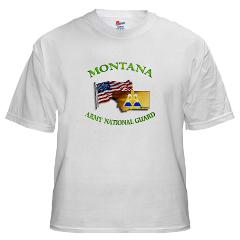MTARNG - A01 - 04 - DUI - Montana Army National Guard with flag White T-Shirt - Click Image to Close