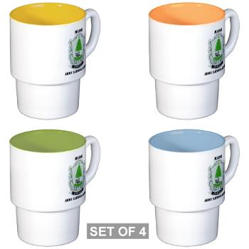MaineARNG - M01 - 03 - DUI - Maine Army National Guard with Text - Stackable Mug Set (4 mugs)