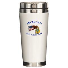 MichiganARNG - M01 - 03 - DUI - Michigan Army National Guard with Flag - Ceramic Travel Mug