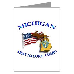 MichiganARNG - M01 - 02 - DUI - Michigan Army National Guard with Flag - Greeting Cards (Pk of 10) - Click Image to Close