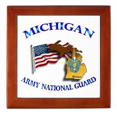 MichiganARNG - M01 - 03 - DUI - Michigan Army National Guard with Flag - Keepsake Box
