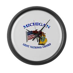 MichiganARNG - M01 - 03 - DUI - Michigan Army National Guard with Flag - Large Wall Clock