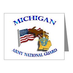 MichiganARNG - M01 - 02 - DUI - Michigan Army National Guard with Flag - Note Cards (Pk of 20)