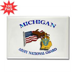 MichiganARNG - M01 - 01 - DUI - Michigan Army National Guard with Flag - Rectangle Magnet (100 pack) - Click Image to Close