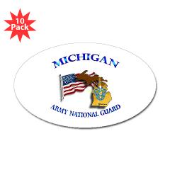 MichiganARNG - M01 - 01 - DUI - Michigan Army National Guard with Flag - Sticker (Oval 10 pk)