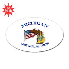 MichiganARNG - M01 - 01 - DUI - Michigan Army National Guard with Flag - Sticker (Oval 50 pk)