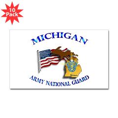 MichiganARNG - M01 - 01 - DUI - Michigan Army National Guard with Flag - Sticker (Rectangle 10 pk) - Click Image to Close