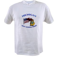 MichiganARNG - A01 - 04 - DUI - Michigan Army National Guard with Flag - Value T-Shirt - Click Image to Close