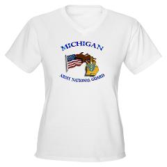 MichiganARNG - A01 - 04 - DUI - Michigan Army National Guard with Flag - Women's V-Neck T-Shirt