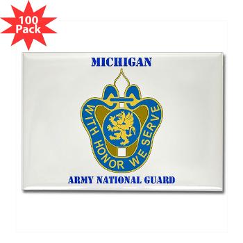MichiganARNG - M01 - 01 - DUI - Michigan Army National Guard with Text Rectangle Magnet (100 pack) - Click Image to Close