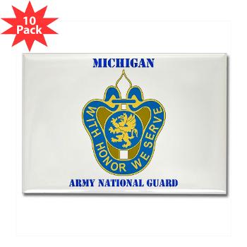 MichiganARNG - M01 - 01 - DUI - Michigan Army National Guard with Text Rectangle Magnet (10 pack)