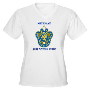 MichiganARNG - A01 - 04 - DUI - Michigan Army National Guard with Text Women's V-Neck T-Shirt - Click Image to Close