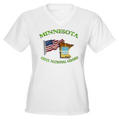 MinnesotaARNG - A01 - 04 - DUI - Minnesota Army National Guard with Flag - Women's V-Neck T-Shirt
