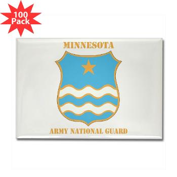 MinnesotaARNG - M01 - 01 - DUI - Minnesota Army National Guard with Text Rectangle Magnet (100 pack)