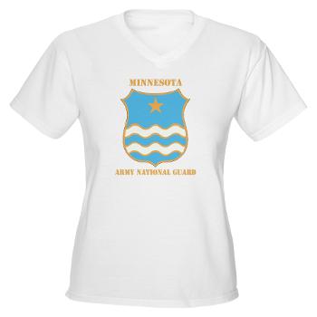 MinnesotaARNG - A01 - 04 - DUI - Minnesota Army National Guard with Text Women's V-Neck T-Shirt