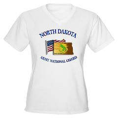 NDARNG - A01 - 04 - DUI - North Dakota Army National Guard with Flag Women's V-Neck T-Shirt - Click Image to Close