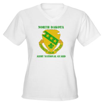 NDARNG - A01 - 04 - DUI - North Dakota Nationl Guard With Text - Women's V-Neck T-Shirt - Click Image to Close