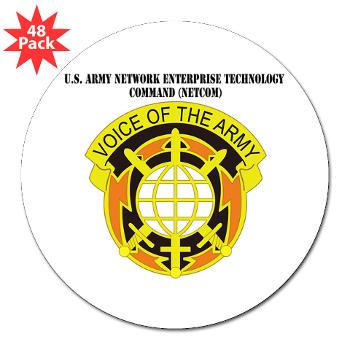 NETCOM - M01 - 01 - DUI - U.S. Army Network Enterprise Technology Command (NETCOM) with Text - 3" Lapel Sticker (48 pk)