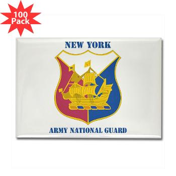 NYARNG - M01 - 01 - DUI - New York Army National Guard With Text - Rectangle Magnet (100 pack)