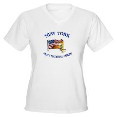 NYARNG - A01 - 04 - DUI - New York Army National Guard with Flag Women's V-Neck T-Shirt - Click Image to Close