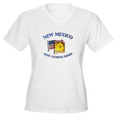 NewMexicoARNG - A01 - 04 - DUI - New Mexico Army National Guard with Flag Women's V-Neck T-Shirt - Click Image to Close