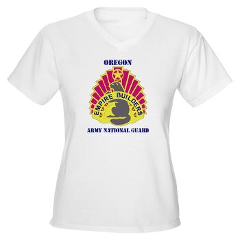 OREGONARNG - A01 - 04 - DUI - Oregon Army National Guard With Text - Women's V-Neck T-Shirt