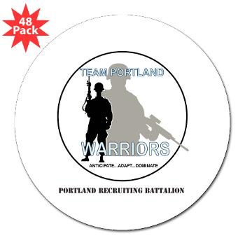 PRB - M01 - 01 - DUI - Portland Recruiting Battalion with Text - 3" Lapel Sticker (48 pk) - Click Image to Close