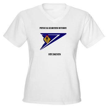 PRDS - A01 - 04 - DUI - Physical Readiness Division Students with Text Women's V-Neck T-Shirt - Click Image to Close