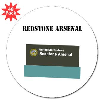 RArsenal - M01 - 01 - Redstone Arsenal with Text - 3"Lapel Sticker (48 pk)